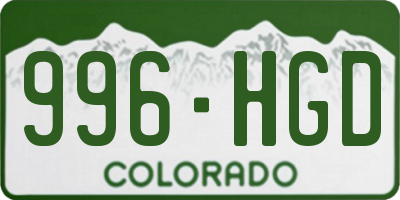 CO license plate 996HGD