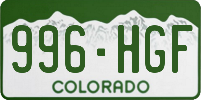 CO license plate 996HGF