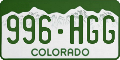 CO license plate 996HGG