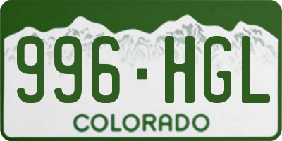 CO license plate 996HGL