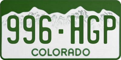 CO license plate 996HGP