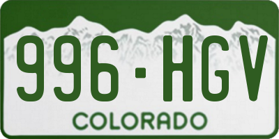 CO license plate 996HGV