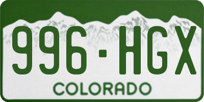CO license plate 996HGX