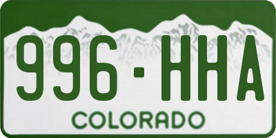 CO license plate 996HHA