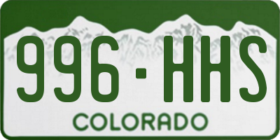 CO license plate 996HHS
