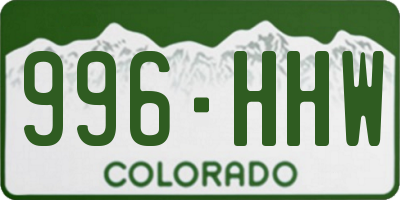 CO license plate 996HHW