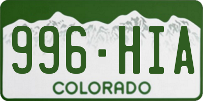 CO license plate 996HIA