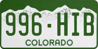 CO license plate 996HIB