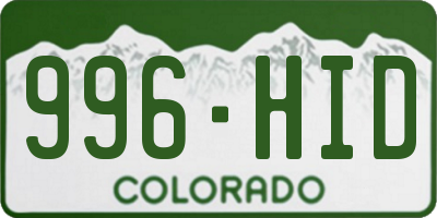 CO license plate 996HID