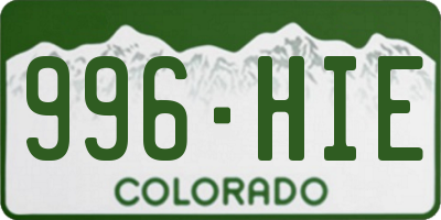CO license plate 996HIE