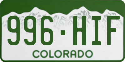 CO license plate 996HIF