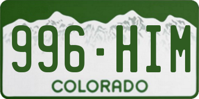 CO license plate 996HIM
