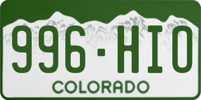 CO license plate 996HIO