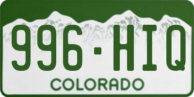 CO license plate 996HIQ