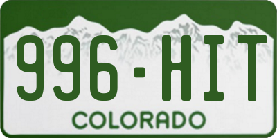 CO license plate 996HIT