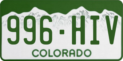 CO license plate 996HIV