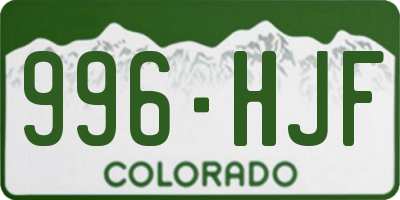 CO license plate 996HJF