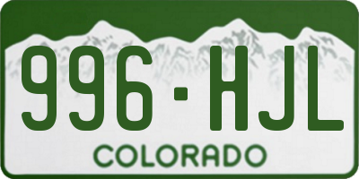 CO license plate 996HJL