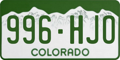 CO license plate 996HJO