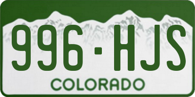 CO license plate 996HJS