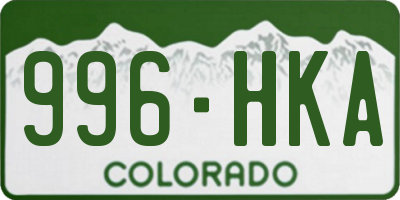 CO license plate 996HKA