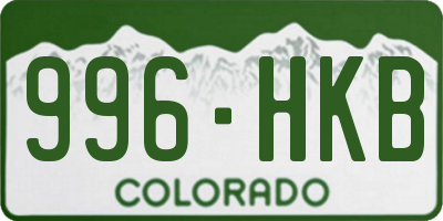 CO license plate 996HKB