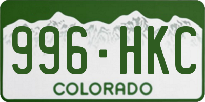 CO license plate 996HKC