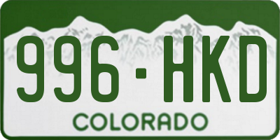 CO license plate 996HKD
