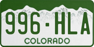 CO license plate 996HLA