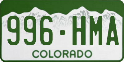 CO license plate 996HMA