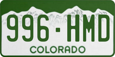 CO license plate 996HMD
