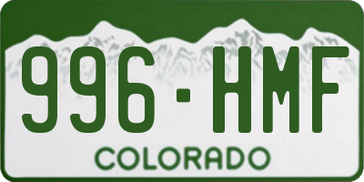 CO license plate 996HMF