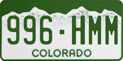 CO license plate 996HMM