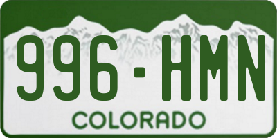 CO license plate 996HMN