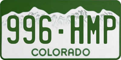 CO license plate 996HMP