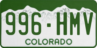 CO license plate 996HMV
