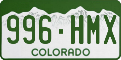 CO license plate 996HMX