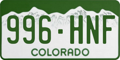 CO license plate 996HNF