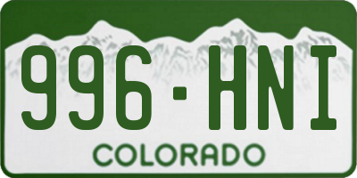 CO license plate 996HNI