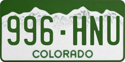 CO license plate 996HNU