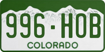CO license plate 996HOB