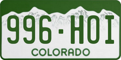 CO license plate 996HOI