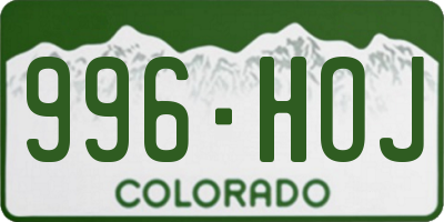 CO license plate 996HOJ
