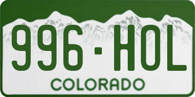 CO license plate 996HOL