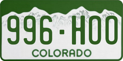 CO license plate 996HOO