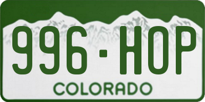 CO license plate 996HOP