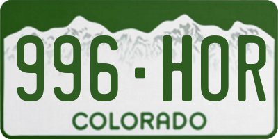 CO license plate 996HOR