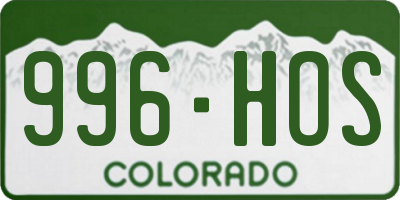 CO license plate 996HOS