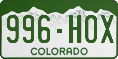 CO license plate 996HOX