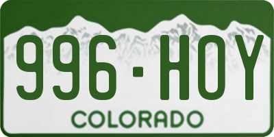 CO license plate 996HOY